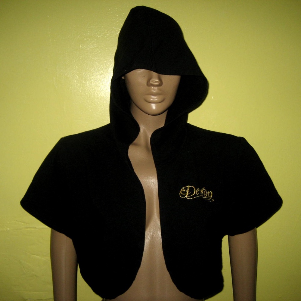 DEREON Black Cotton Cardigan Short Sleeve 2X PLUS SIZE Y2K 00's